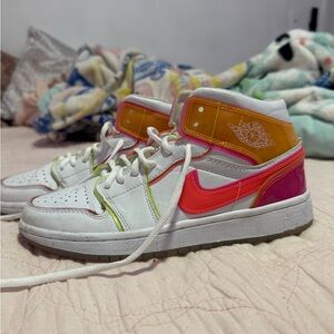 Jordan Women's Sneakers - White, Pink, Orange